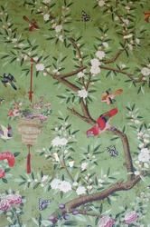 Detail der Tapete im Wellington-Raum